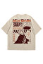 Unisex Cream Oversize T-Shirt - Gojo Saturo Anime Printed 100% Cotton Crew Neck T-Shirt