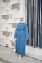 Women's Single Pocket Detail Shirt Collar Denim Dress Ice Blue - 5