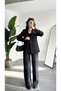 Women's Black Oversize Blazer Jacket Single Button Classic Office Jacket Stylish Casual Fabric Jacket - 2