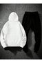 Printed Men's Hooded Sweatshirt Top and Bottom Tracksuit Set - 3