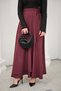 Women's Slit Detail Ribbon Maxi Skirt Burgundy - 4