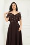 Crepe Stone Detailed Midi Dress - Brown - 6