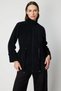 Women's Lace-Up Waist High Collar Black Coat 66721 - 2