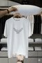 Unisex Oversize Printed Cotton Crew Neck Short Sleeve White T-Shirt Kartal