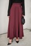 Women's Slit Detail Ribbon Maxi Skirt Burgundy - 5