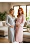 New Season Gray Lace Detailed Design Belted Summer Maternity Maternity Dressing Gown - 3