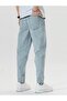 Light Blue Men's Jean Trousers Relaxed Fit Straight Leg Casual Jeans - 3