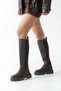 Women's Elastic Non-Slip Sole Thick Heel Boots Raguel Brown - 3