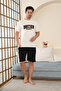 100% Cotton Short-Sleeve Pocketed Men's Shorts Pajama Set 2015