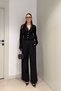 A Pile High Waist Palazzo Trousers - Black - 2