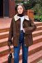 Collar Detailed Buttoned Gabardine Jacket Dark Brown - 2