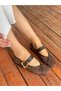 Brown Suede (Love) Heart Buckle Detail Women's Ballerinas - 4