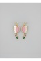 Handmade Bohemian Butterfly Earrings with Pink Enamel and Marquise Stones - 6