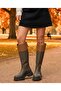 24K418 Khaki Waterproof Thick Sole Zippered Below the Knee Design Rain Boots Winter Boots - 2