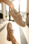 Laisla Beige Suede Beaded Detailed Ballerina Shoes - 4