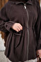 Women's Gold Zipper Detail Stitched Jacket Brown - 8