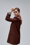 Brown Double-Breasted Collar Regular Padded Blazer Jacket with Folded Sleeve Detail - 5