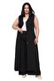 Plus Size Maxi Vest Pants Black Two-Piece Set - 2