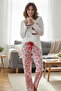 Women's Patterned Pajama Set-White