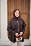 Women's Gold Zipper Detail Stitched Jacket Brown - 6