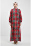 Plaid Patterned Lumberjack Winter Dress 2508-05 Red - 4