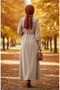 Ruffle Collar Lace-Up Hijab Dress 2208-03 Mink - 6