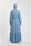 Tensel Fabric Drawstring Waist Ruched Denim Dress 2826-01 Light Blue - 4