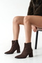 Women's Pointed Toe Thick Heel Zippered Boots Meri Brown - 2
