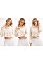 Women's Beige Buttoned Crop Knit Cardigan – Soft Texture, Stylish Design - 2