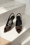 Dohana Brown Wrinkled Patent Leather (8 cm) Pointed Toe Heeled Shoes - 2