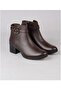Castle 61012 Women's Brown Genuine Leather Warm Lining Heeled Zippered Daily Stylish Boots