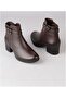 Castle 61012 Women's Brown Genuine Leather Warm Lining Heeled Zippered Daily Stylish Boots - 3