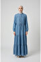 Tencel Fabric Waist Tie Buttoned Denim Dress 0901-01 Blue - 2