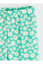 Nevavm Floral Girl's Pants with Elastic Waist and Difference in Color - 2