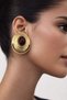 Women's Yellow Steel Cardinal Oval Retro Vintage Design Earrings - 2
