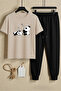 Unisex Sleep Panda Printed Design T-Shirt - 2-Piece Tracksuit Set