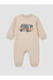 Beige Baby Boy Printed Long Sleeve Jumpsuit - 2