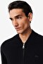 Men's Classic Fit Zippered College Collar Cotton Wool Thick Cardigan Black