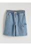 Boy's Cargo Jean Shorts with Elastic Waist