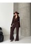 Women's Rose Accessory Detailed Double Breasted Collar Jacket and Trousers Suit - 4