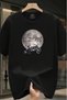 Unisex Oversized Printed Cotton Crew Neck Short Sleeve BLACK T-shirt