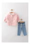 Baby Girl Seasonal 3-Piece Combination - Reversible Quilted Coat and Jeans Set - 4
