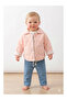 Baby Girl Seasonal 3-Piece Combination - Reversible Quilted Coat Denim Set - Salmon - 2