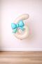 Blue Bow & Cream Number 6 Foil Balloon Set