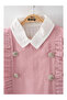 Girl's Style Tweed Vest and Shorts Set - Rose - 2