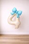 Blue Bow & Cream Number 4 Foil Balloon Set
