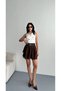 Women's Bitter Brown Lace-Tipped Layered Flounce High Waist Woven Fabric Mini Skirt - 6