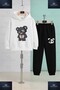 Children's Unisex Gray 3-Piece Hooded Tracksuit Set with Bear Patch - 2
