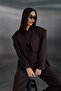 Brown Padded Shoulders Lined Design Jacket and Pants Bottom-Top Premium Set - 6