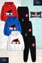 Children's Unisex Car White Japanese Writing 3-Piece Hooded Tracksuit Set